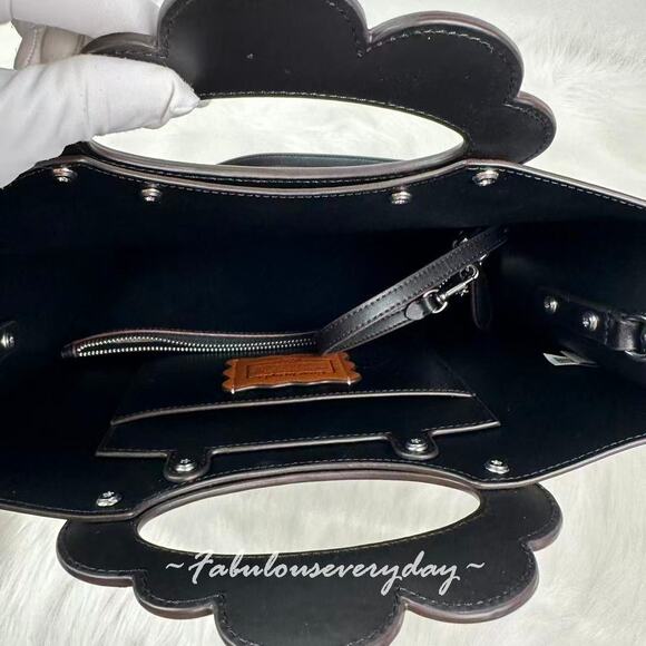 Coach Cloud Handle Tote In Coachtopia Leather/Black CT383 + Pouch/Wristlet - Picture 8 of 11